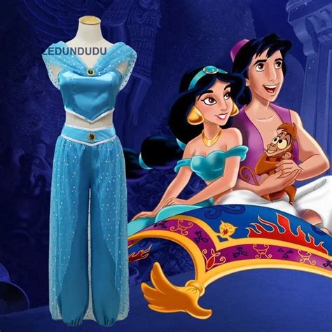 Fantaisie Femmes Halloween Aladdin Cosplay Princesse Jasmin Costumes Adulte Enfant Ventre