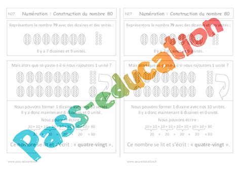 Construction Du Nombre 80 Cp Leçon Pass Education