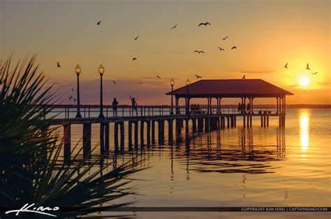 Lake Jackson Fishing Pier Sunset Sebring Florida Hdr Photography By