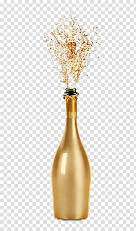 Free Opened Glass Bottle Illustration Champagne Wine Glass Fizz Gold Champagne Transparent