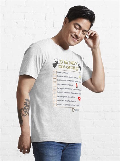 stag do dares checklist t shirt for sale by pixato redbubble stag do t shirts stag party