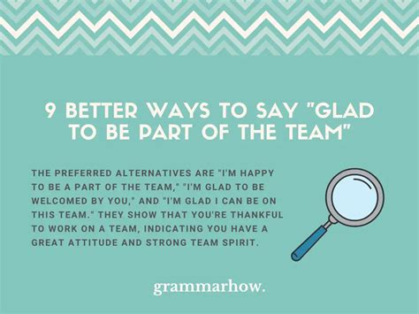 9 Better Ways To Say Glad To Be Part Of The Team