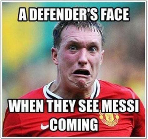 Defenders Face When They See Messi Coming Funny Soccer Pictures