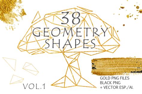 Gold Geometry Shapes Vol 1 By Evgeniiasart Thehungryjpeg