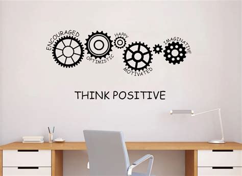 Motivational Vinyl Wall Decal Quote Think Positive Office Space Decor