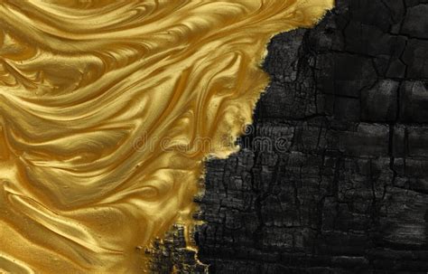 Vivid Contrast Black And Gold In Abstract Background Of Metallic Gold