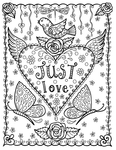 Love Instant Download Coloring Page Adult Coloring Books Pages Etsy