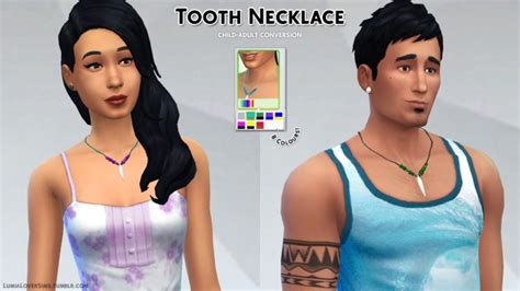 Tooth Necklace And Converted Choker F2m At Lumialover Sims Sims 4 Updates