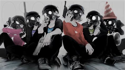 Wallpaper Black Illustration Gas Masks Anime Boys Fashion Comics
