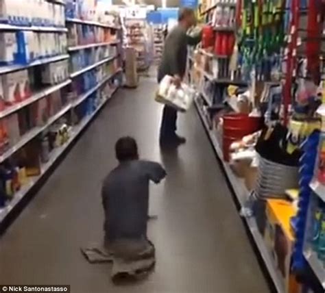 Bizarre Moment Prankster With No Legs Terrifies Unsuspecting Shopper By