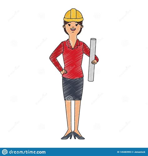 Woman Engineer Cartoon Scribble Stock Vector Illustration Of Person