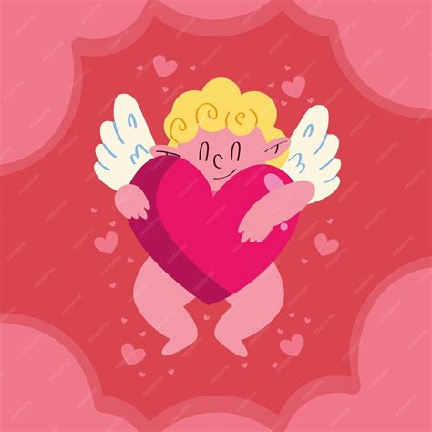 Premium Vector Cupid Angel Hugging Heart