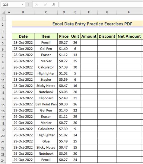 Excel Data Entry Practice Exercises Pdf Exceldemy