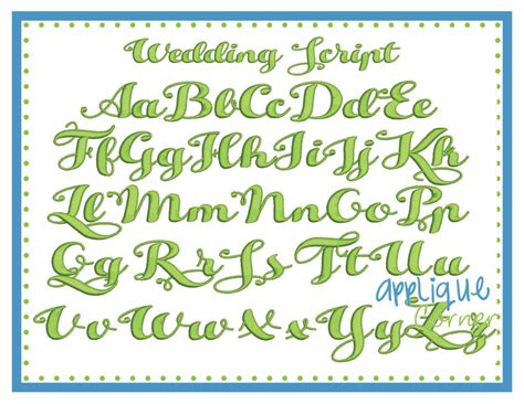 Wedding Script Embroidery Font Applique Corner