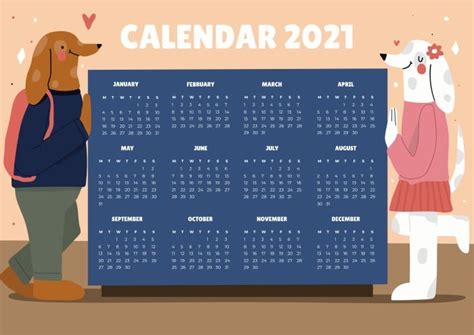 Free Cute Simple Dogs Yearly Calendar Template