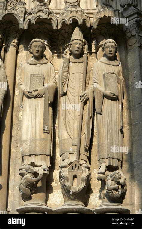 Gothic Statues From The South Porch Of Cathedral Of Chartres France