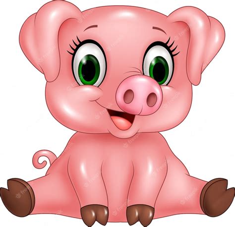 Premium Vector Cartoon Adorable Baby Pig Isolated On White Background
