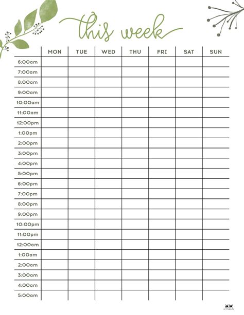 Free Hourly Planner Printable