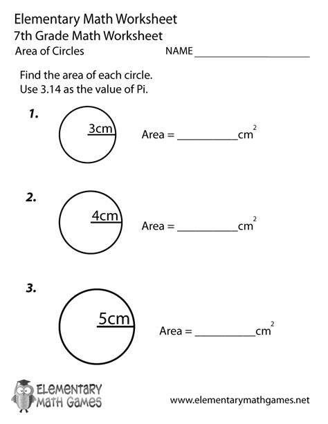 At this level students start getting much more familiar with equations and the use of expressions. Seventh Grade Area of Circles Worksheet