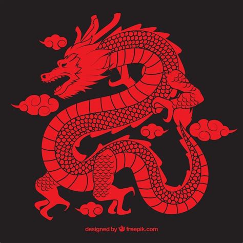 Premium Vector Traditional Chinese Dragon With Silhouette Design