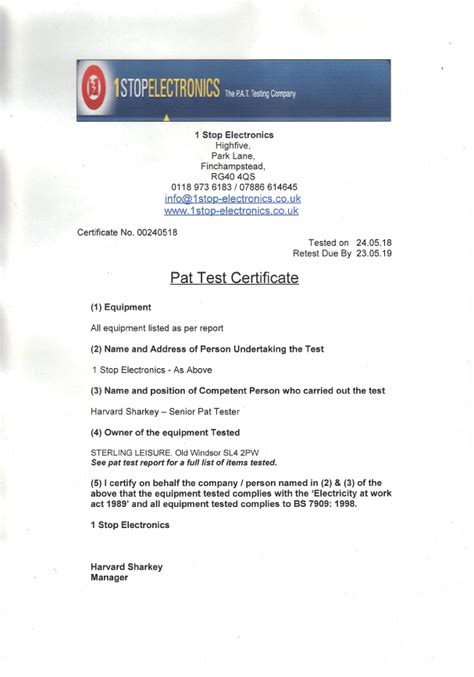 Check spelling or type a new query. Fun Food Catering Equipment Pat Test Certificate