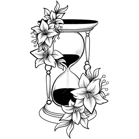 premium vector illustration art hourglass with flower design