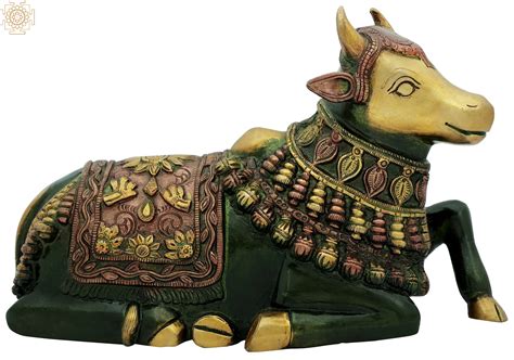 10 Nandi Idol The Vehicle Of Lord Shiva Handmade Brass Statue