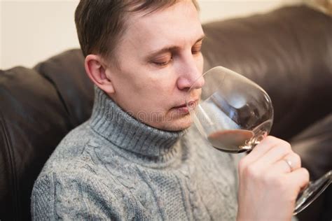 Man Drinking Wine And Relaxing Stock Image Image Of Caucasian