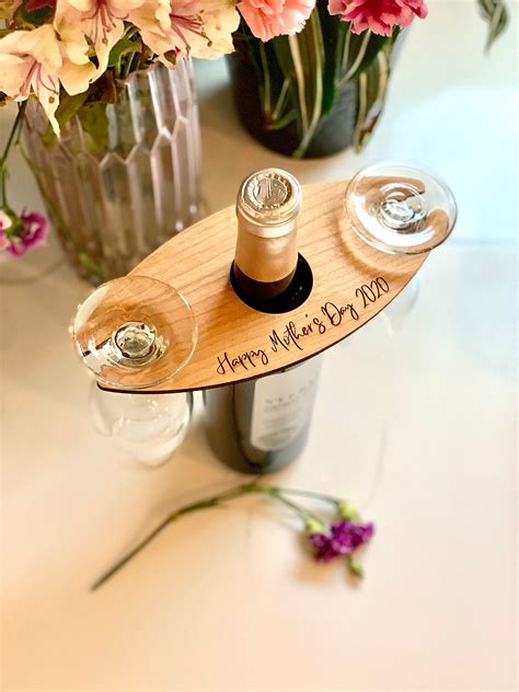 Personalized Wine Bottle Holder And Glass Caddy Etsy