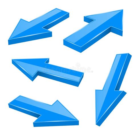Blue Arrows Straight Shiny 3d Icons Stock Vector Illustration Of