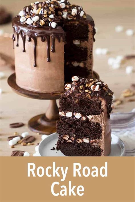 decadent chocolate rocky road cake  chocolate covered marshmallows  nuts