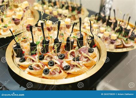 Festive Buffet Assortment Of Cold Cuts And Canapes Stock Image Image