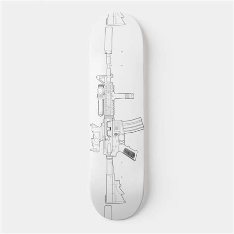 M4 Sopmod Skateboard Deck White Zazzle