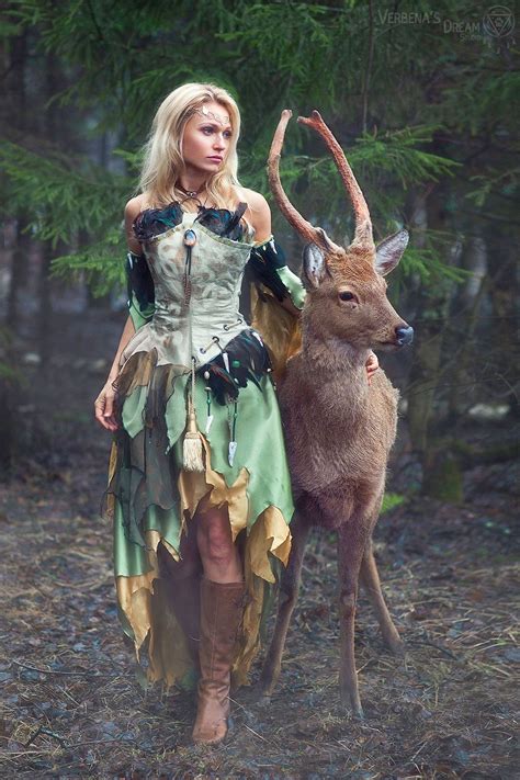 Deer Queen Forest Elf Warrior Woman Renaissance Festival Costumes