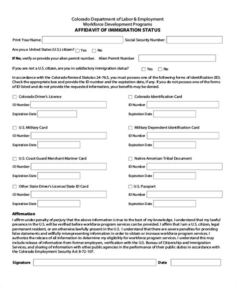 Affidavit Sample Letter For Immigration Hq Printable Documents Vrogue