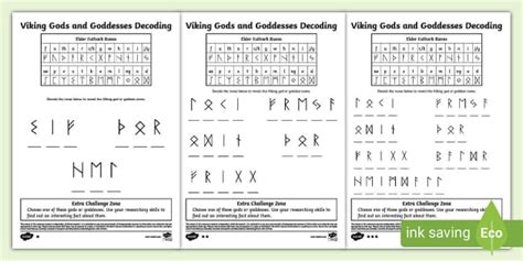 Free Viking Runes Decoding Activity God And Goddess Twinkl