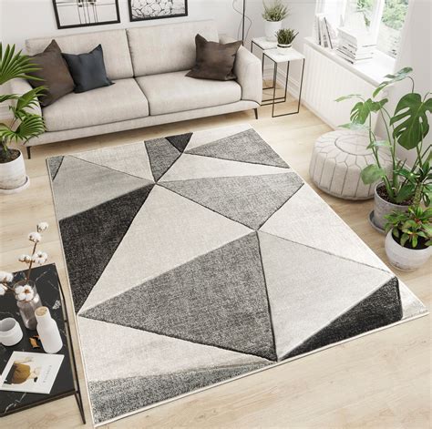 Modern Geometric Triangles Hand Carved Soft Living Room Area Rug