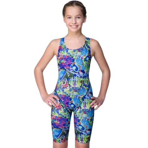 Maru Girls Swimwear Graffiti Sky Pacer Leg Suit Aqua Swim Supplies