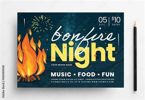 Bonfire Night Flyer Layout With Campfire Plantilla De Stock Adobe Stock