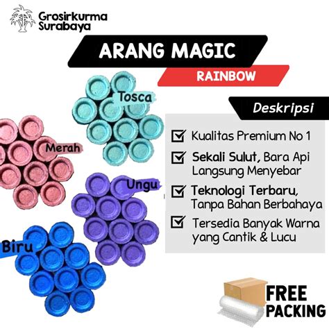 Jual ARANG MAGIC NOOR Warna Warni PELANGI Sekali Sulut Bara Api