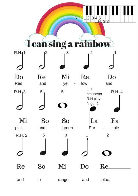I Can Sing A Rainbow Easy Piano Arrangement Singing Piano Lessons