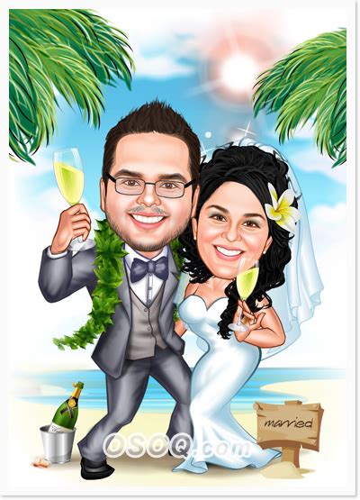 Caricature Images Merrd Body Color Background With Half Body Couple