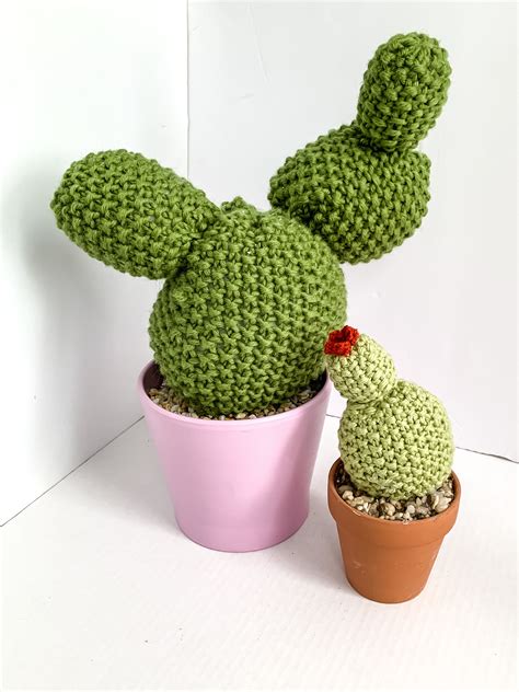 Knit Cactus Prickly Pear Cactus Knit Cactus Planted In Etsy