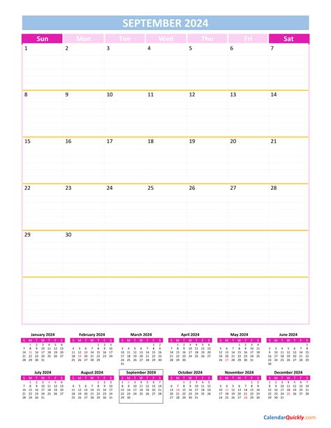 September Calendar 2024 Vertical Calendar Quickly