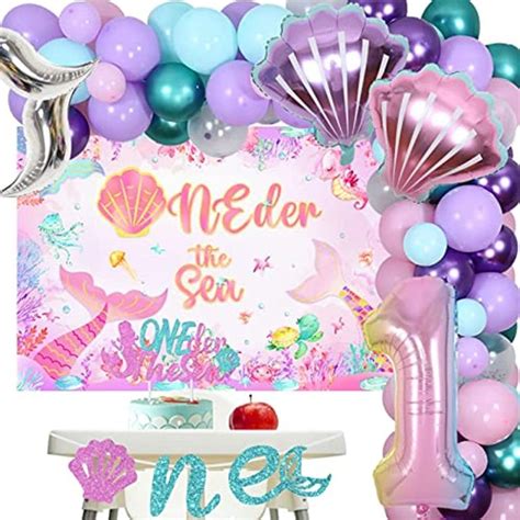 Joymemo Mermaid First Birthday Decorations For Girl Oneder The Sea