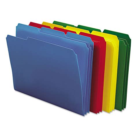 Top Tab Poly Colored File Folders, 1/3-Cut Tabs, Letter Size, Assorted, 24/Box - United Imaging