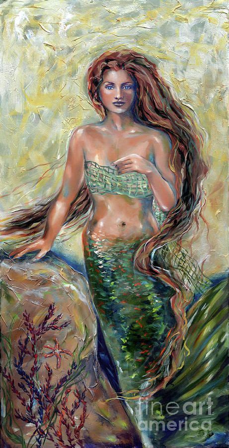 Blaise Brunette Painting By Linda Olsen Brunette Mermaid Painting