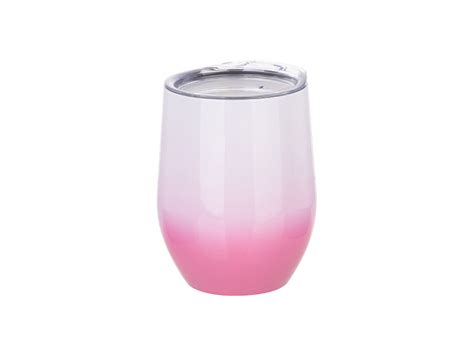 Sublimation 12oz 360ml Stainless Steel Stemless Cup W Lid Gradient Color White And Pink
