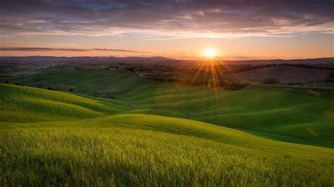 Landscape Nature Field Hills Sunset Sun Tuscany Italy
