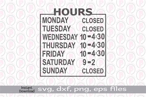 Business Hours Svg Png Hours Of Operations Business Sign Etsy Uk